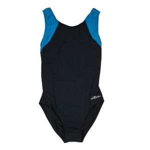 Dolfin Womens AquaShape Black/Turq Lap Suit Swimwear Size 12